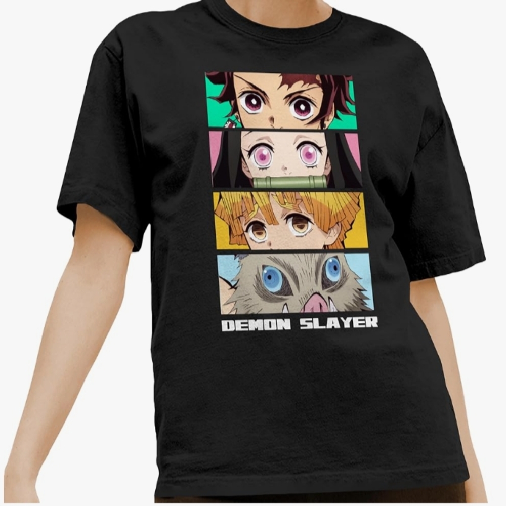 Demon Slayer Kimetsu No Yaiba Manga Faces Short-Sleeve T-Shirt Men's/Women Small